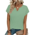 thumbnail image 2 of ZUKMRJPC Womens Tops Spring Summer V Neck Short Sleeve Solid Color Basic T-Shirts Casual Loose Fit Trendy Fashion Tees, 2 of 6