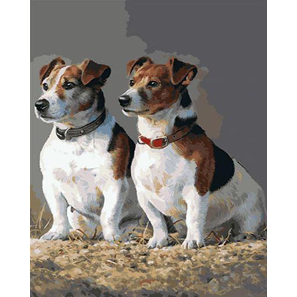 Dog painting Canvas Cute Animal DIY Kit Painting on canvas Jack Russel Terriers puppies Paint by Number Kit