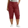 thumbnail image 5 of Frostluinai Plus Size Chino Capri Pants for Women High Waist Cargo Bermuda Shorts Solid Casual Baggy Outdoor Jogger Pantalon Cargo Mujer with Pocket, 5 of 8