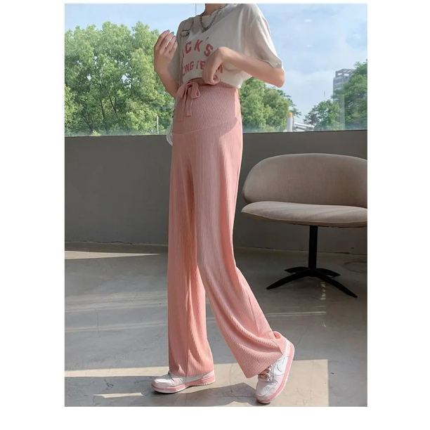 Pantalones de maternidad con parte inferior acampanada, ropa de embarazo de pierna recta holgada informal de estilo fino de verano para madres esperando