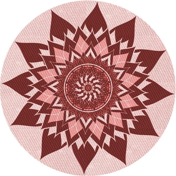 Ahgly Company Machine Washable Indoor Round Transitional Grapefruit Red Area Rugs, 3' Round