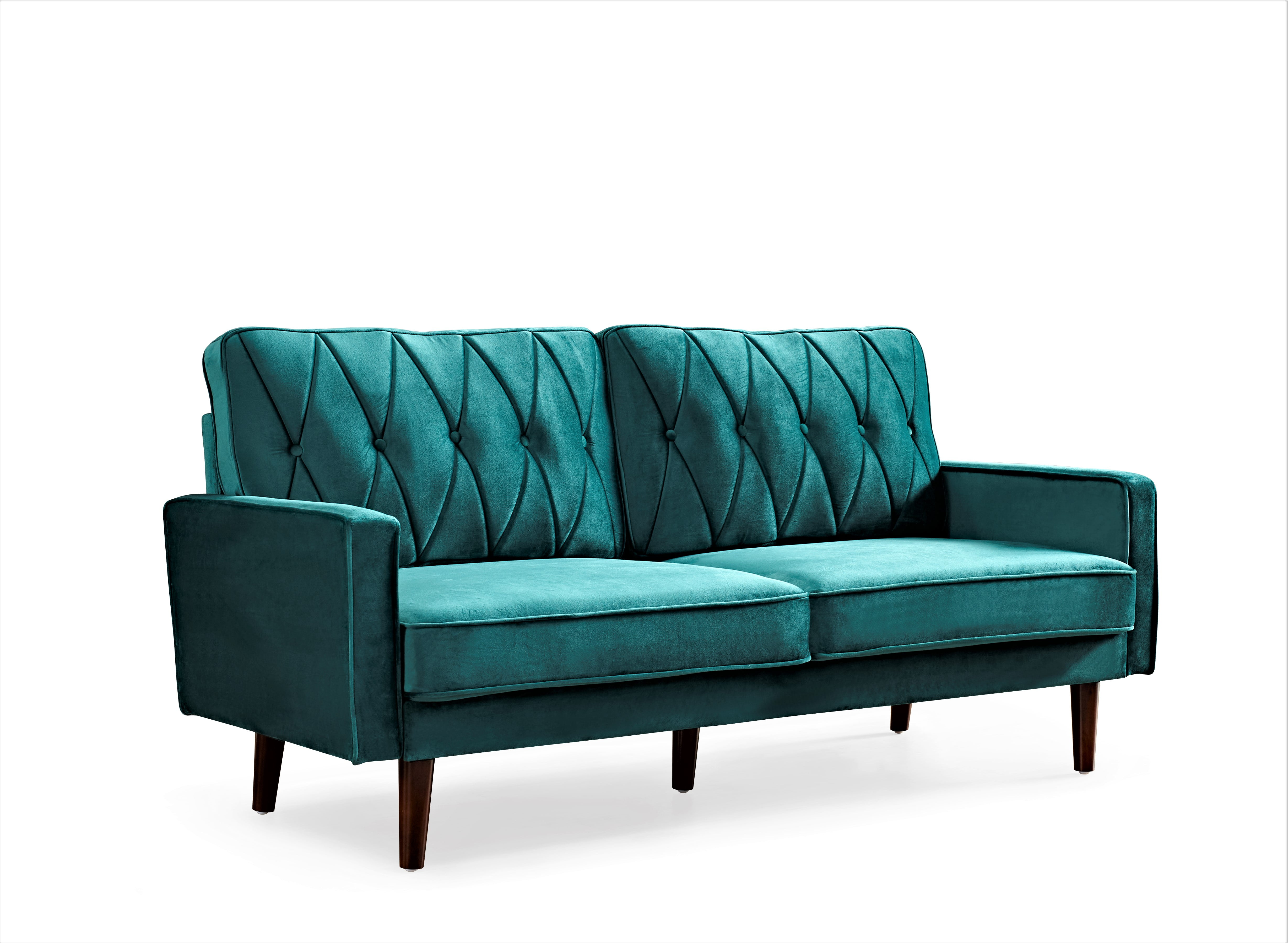 US Pride Furniture Feemster 69.3'' Velvet Square Arm Sofa for Living Room, Green
