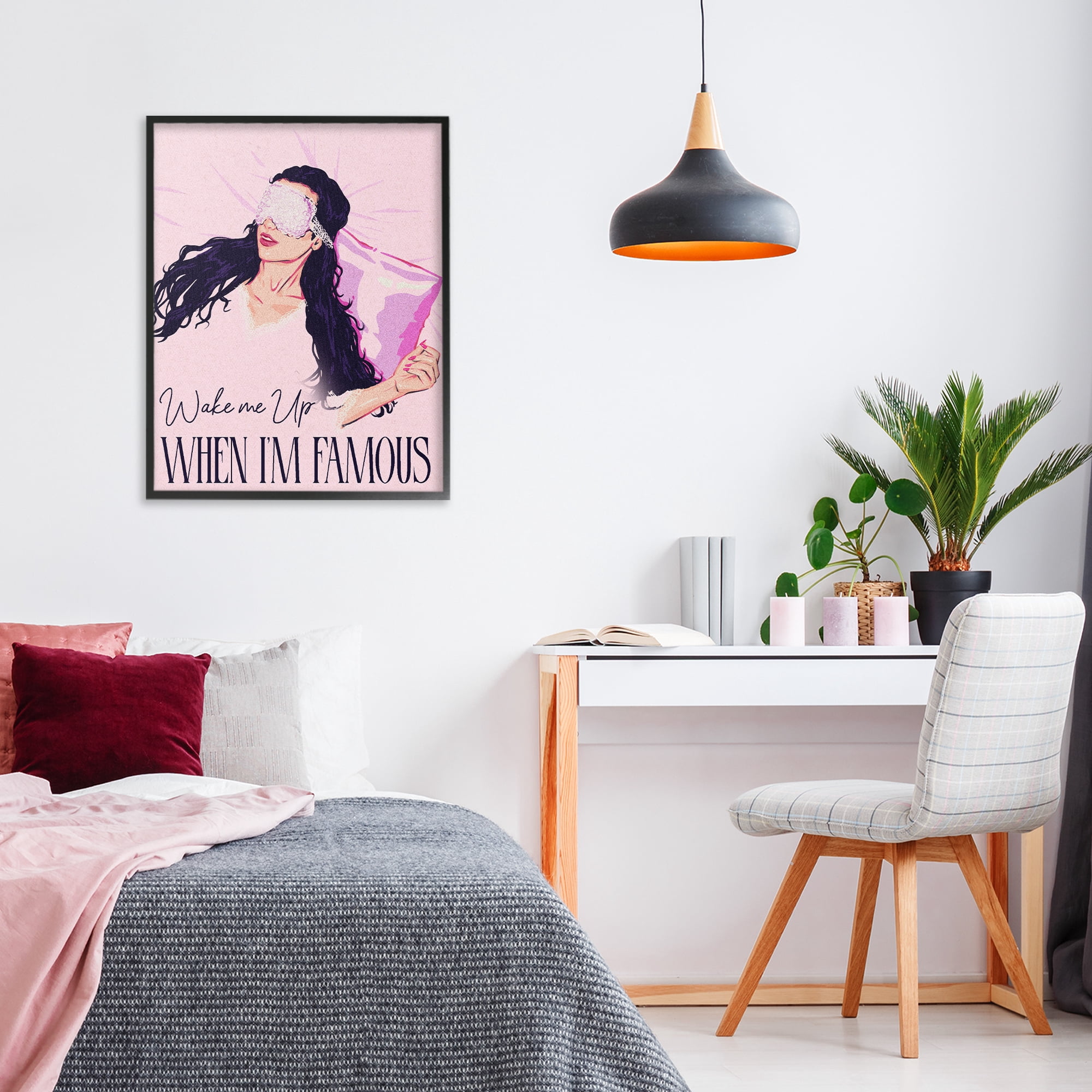 Stupell Industries Wake Me Up When Famous Black Framed Giclee Art, design by Ziwei Li