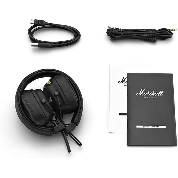 Marshall Major IV Casque Bluetooth supra-auriculaire, plus de 80 heures de  lecture sans fil avec chargement sans fil - Noir 