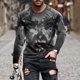 thumbnail image 2 of Blusa de manga larga con estampado de cuello redondo para hombre Pompotops  oipoqjl6093, 2 of 3