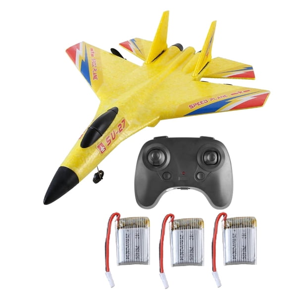Control remoto SU27 RC Modelo de avión Espuma de alta durabilidad Incorporado Gyro Ala fija RC Planeador para niños Fácil de ensamblar , amarillo 3 pilas