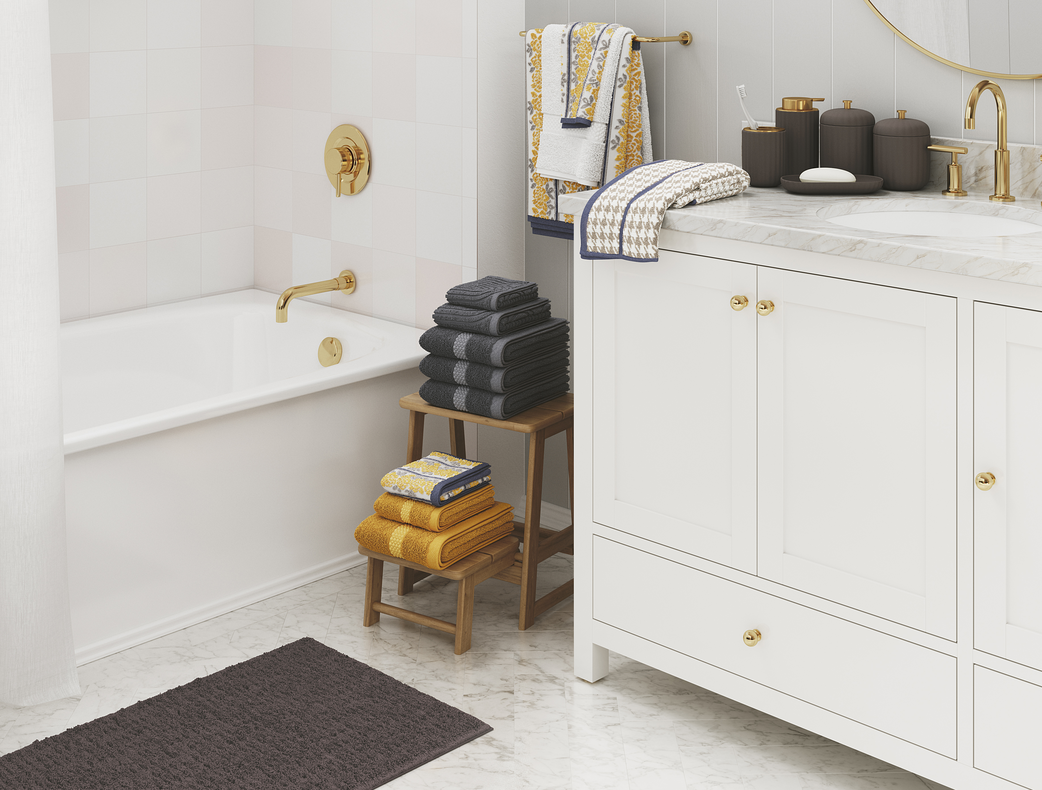 Beautiful by Drew Barrymore 4-Piece Bath Towel Set, Amber photo 2
