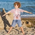 thumbnail image 3 of FORMRS Boys Rash Guard Short Sleeves Swim Shirt Quick Dry UPF 50+ Sun Protection, Sizes 3-12T, Pink Halloween Ghosts, 3 of 6