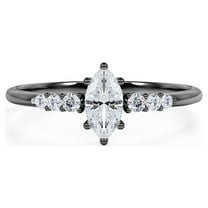 JeenMata 1 Carat Elegant Marquise Cut Engagement Ring in 18K Black Gold Plating for Women