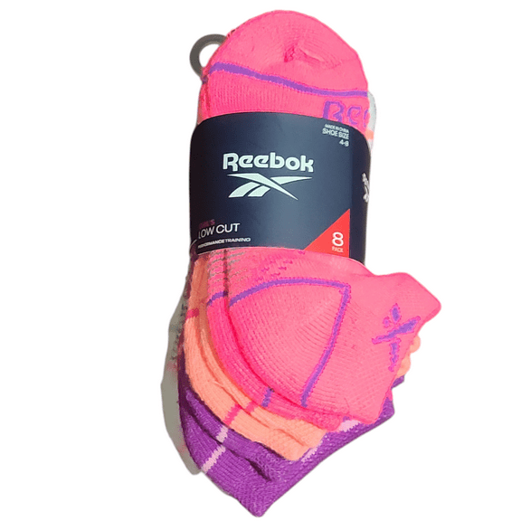Reebok Girl's Low Cut 8 Pack Shoe Size 4-8 Assorted Colors