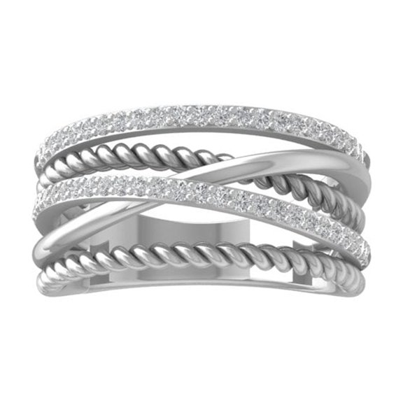 Araiya Fine Jewelry 925 Sterling Silver Round-shape Lab Grown Diamond Fashion Band Ring ( 1/3 cttw, D-F Color, VS Clarity) Size 9