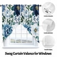 thumbnail image 3 of Retro Blue Flower Swag Curtain Valance for Windows, Watercolor Floral Window Treatments Short Swag Topper for Kitchen Windows Bathroom Bedroom, 36"x45", 3 of 8