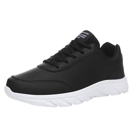Men's 𝖫a𝖼e Up Sneakers with Thick Soles, Non-S𝗅ip Lightweight Hiking Shoes Round-Toe Casual Running Shoes So𝗅id Color Versatile Walking Shoes Comfortable Wide Toe Jogging Shoes
