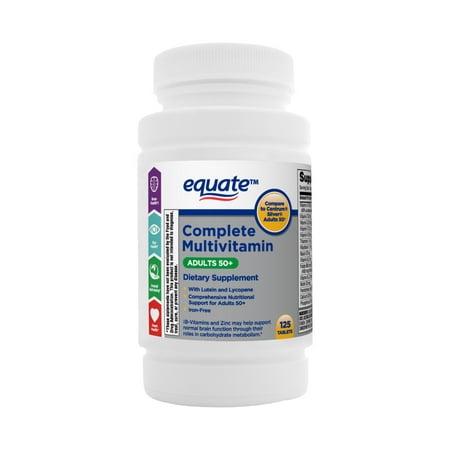 (2 pack) (2 Pack) Equate Adults 50+ Complete Multivitamin Tablets, 125 Ct