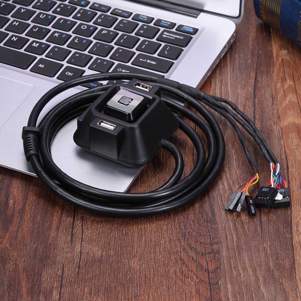 Accesorios para computadoras Mini interruptor de montaje en escritorio para PC, Cable extensor, puerto USB dual, enchufe de Audio, interruptor para PC Barbie Nuevos Originales