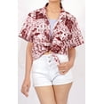 thumbnail image 4 of HAPPY BAY Women's Camp Tie-Front Shirt Hawaiian Tops XXL Red, Happy Girl Boho, 4 of 6