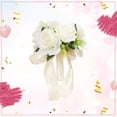 thumbnail image 5 of Haidf Wedding Bouquets for Bride, Artificial Rose Flower Bridal Bouquet with Silk Ribbon for Wedding Proposal Engagement Party Anniversary Church Decorations, Wedding Flowers, 7.9", White, 5 of 9