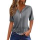 thumbnail image 1 of Camiseta de Mujer Camiseta Estampado Botón Manga Corta Diario Fin de Semana Moda Básica Cuello en V Regular Top Gris/L, 1 of 5