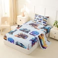 thumbnail image 2 of Castle Fairy Whimsical Train Art Twin Sheet Sets 3pcs for Toddlers, Playful Engine Pattern Bedding for Bedroom, Light Blue, 2 of 6