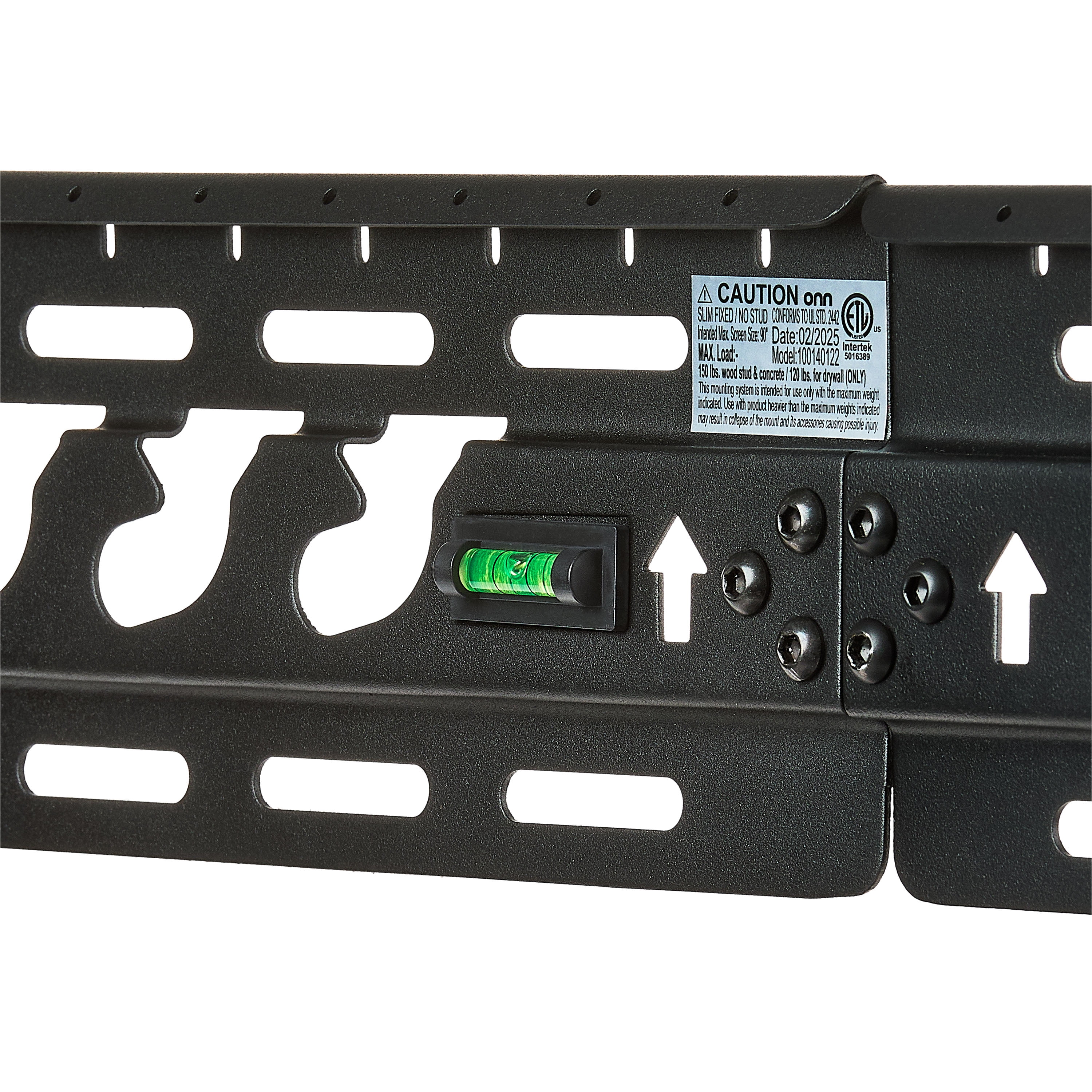 onn No Stud Mount for 24" to 90" TVs, ETL Listed, Fixed/No Stud, Holds up to 150 lbs