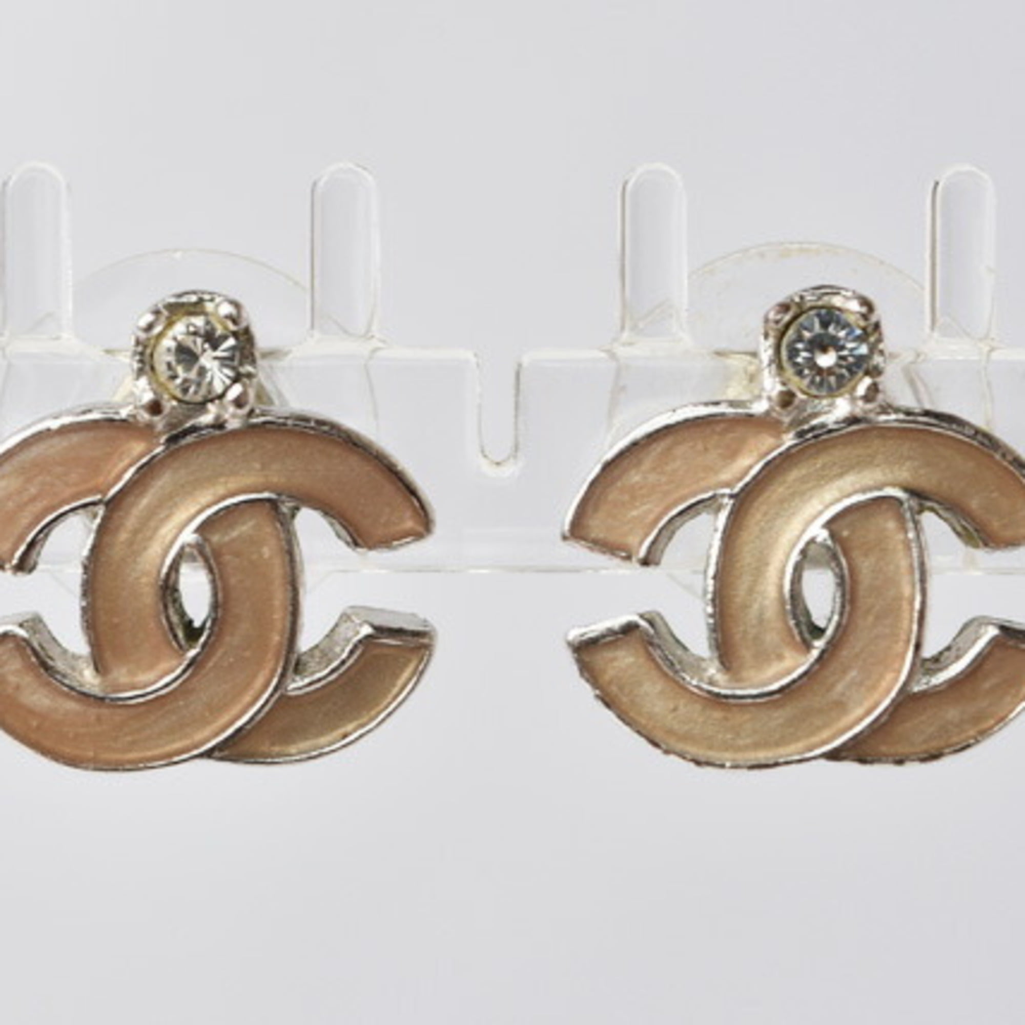 Chanel Earrings Cocomark Metal/Enamel Gold/Blue/Pink Beige Women's - 2 Pieces