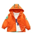 thumbnail image 3 of Zwiiyzr 3-12Y Boys Rain Jacket Dinosaur Waterproof Hooded Raincoat Lightweight Windbreakers for Kids Outerwear Orange, 3 of 5