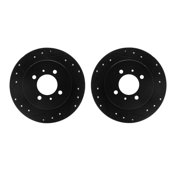 Dynamic Friction Company Rear Brake Rotors-Drilled and Slotted-Black 8002-67102
