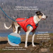 Kurgo Loft Dog Jacket, Chili Red/Charcoal, Medium | Reversible Dog Coat, Great for Cold Weather, Water-Resistant, Lightweight, Reflective Trim, 2-Way Zipper for Harness Access
