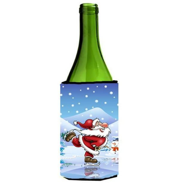 Père Noël Claus Bouteille de Vin de Patinage sur Glace Peut Refroidir Hugger