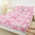 thumbnail image 3 of Manfei Girly Pink Bow-tie Twin Sheet Sets, Princess Bowknot Twin Fitted Sheet, Cartoon Stars Print Flat Sheet, Super Cozy Room Decor, 3-Piece, 3 of 7