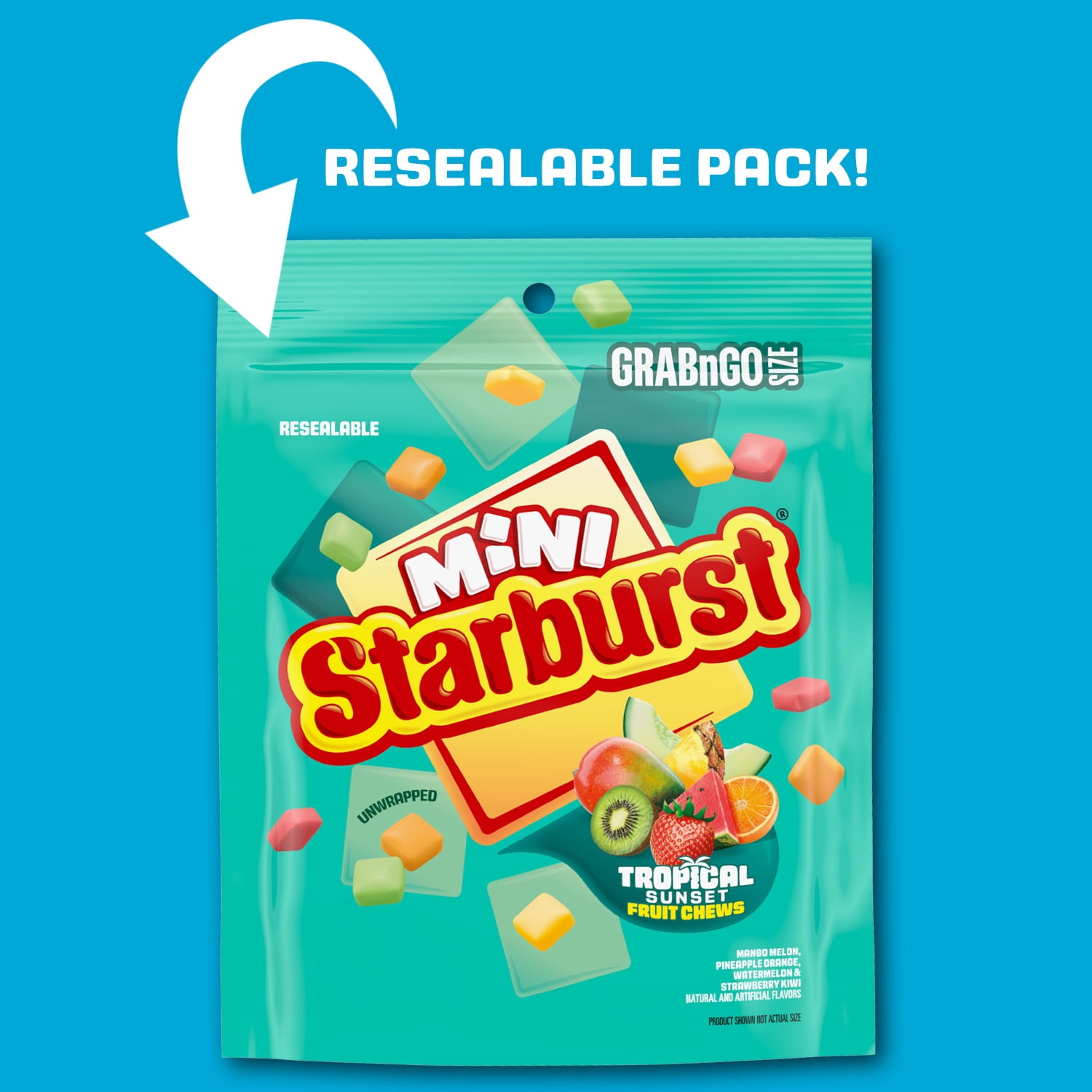 Starburst Minis Tropical Sunset Unwrapped Fruit Chews, Grab'N'Go - 7.2 oz Bag