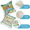 thumbnail image 4 of Hello Sunshine Pool Decorative Throw Pillow Covers 18x18 Set of 4, Happy Summer Duck Watermelon Swimming Ring Cushion Case Decor, Blue Stripes Flip Flops Seasonal Home Decoration for Sofa Couch, 4 of 6