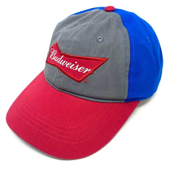 Budweiser Anheuser-Busch Beer Men's Embroidered Adjustable Hat Cap - Red/Grey/Navy