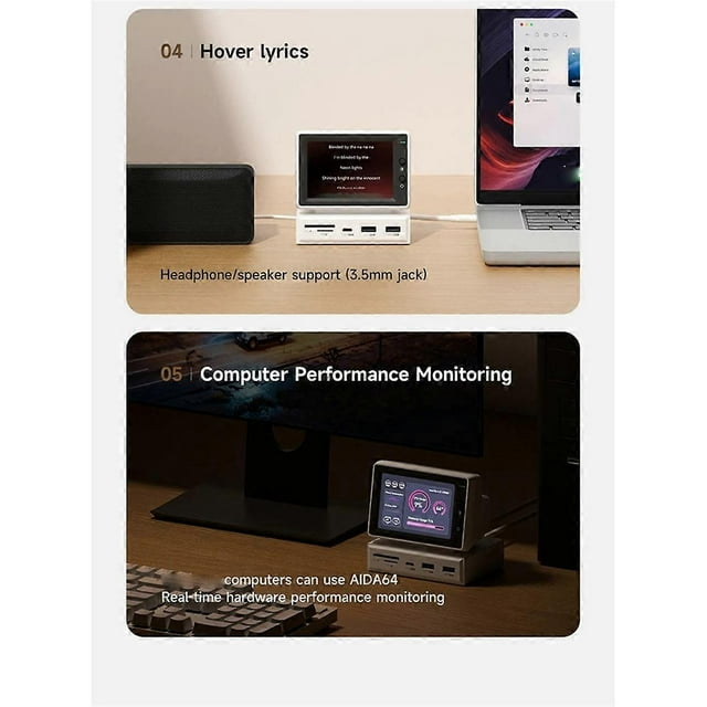 Moniteur Mini PC 3.5 Pouces avec Station d'Accueil USB-C