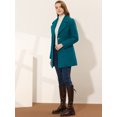 thumbnail image 3 of Abrigo De Botones Con Cuello Chal Con Muescas Para Mujer Abrigo De Invierno Largo De Un Solo Pecho Con Bolsillos Lago Azul S, 3 of 5