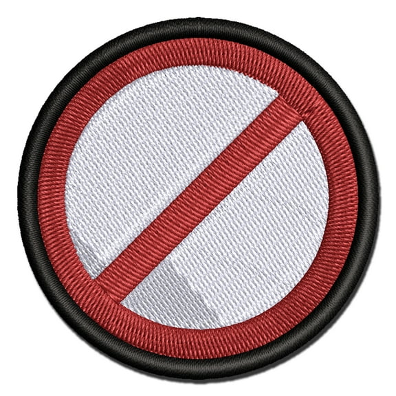 No Do Not Circle Solid Applique Multi-Color Embroidered Iron-On Patch - 2.5 Inch Small