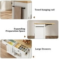 thumbnail image 5 of Kselythan Foldable Kitchen Island On Wheels,Rolling Kitchen Island Cart with 2 Glass Doors,Spice Rack & Towel Holder,Kitchen Island Table with Storage Cabinet,Compact Mobile Storage Cart for Kitchen, 5 of 8