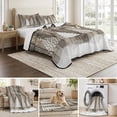 thumbnail image 6 of Quilts Twin XL Size Bedding Set, Merry Christmas Lightweight Quilted Comforter, Xmas Trees Snowflake Snowy Wooden Brown Soft Reversible Bedspread Coverlet with Pillow Covers for All Season, 68" x 98", 6 of 9