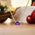 thumbnail image 3 of JeenMata Hermoso Collar con Colgante Solitario con Piedra Natal de Febrero de Corte Redondo de 1 Quilate, Amatista, Chapado en Oro Amarillo de 18 Quilates, Mujer, Adulto, 3 of 6