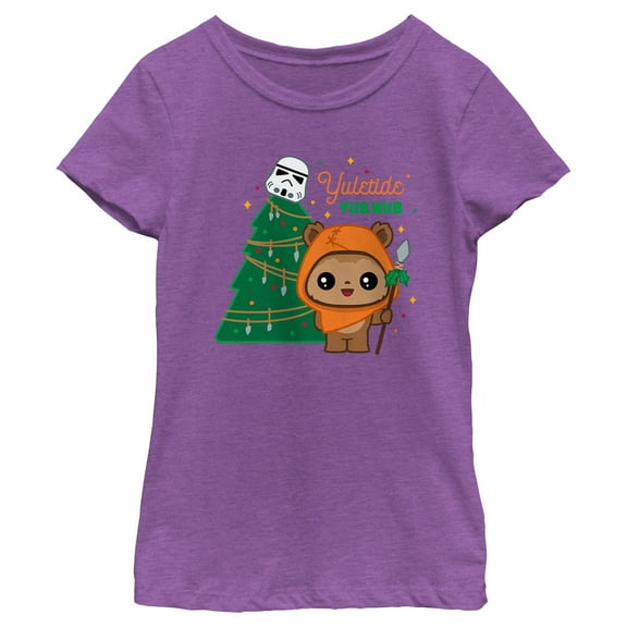 Girl's Star Wars Yuletide Yub Nub  Graphic Tee Purple Berry Small