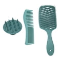 thumbnail image 1 of Ensemble Peigne à Cheveux en Silicone Démêlant Portable pour Cheveux Bouclés Secs Humides Vert, 1 of 14