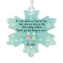 Feltree Handmade Sea Glass Snowflake Christmas Tree Ornaments 2D Acrylic Hanging Decorations Friendship Keepsake Gift for Holiday Decor