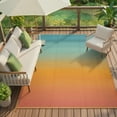 thumbnail image 3 of SUNDEREY Outdoor Rug 6'x9', Waterproof Reversible Plastic Straw Mat for Patio, RV & Camping - Non-Slip Foldable Carpet for Beach, Balcony & Backyard, Orange & Blue, 3 of 9