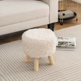 thumbnail image 5 of Taburete Otomano Costway de Piel Sintética con Patas de Madera de Caucho Color Blanco, 5 of 5