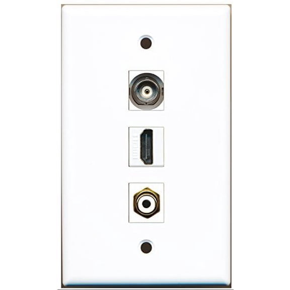 RiteAV - 1 Port HDMI 1 RCA White 1 BNC Wall Plate