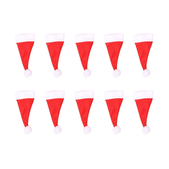 10pcs Multi-purpose Mini Santa Hat Christmas Wine Bottle Covers Flannel Fabric Cap Tableware Cover