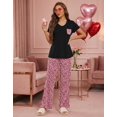 thumbnail image 3 of Ekouaer Pajama Sets for Women Short Sleeve Pj Set V Neck Sleepwear Chest Pocket with Long Pants Casual Loose Loungewear, 3 of 6