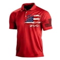 thumbnail image 2 of Kopltyrfg Short Sleeve Polo Shirts for Men Graphic Stretch Casual American Patriotic Raglan Golf Polos for Men Red L, 2 of 4