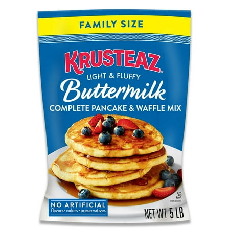 Krusteaz Complete Buttermilk Pancake and Waffle Mix, Light & Fluffy, 5 lb Bag, Pack of 4