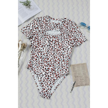 GCKG Women s Cut out Leopard Print Bodysuit (US 18-20)2XL